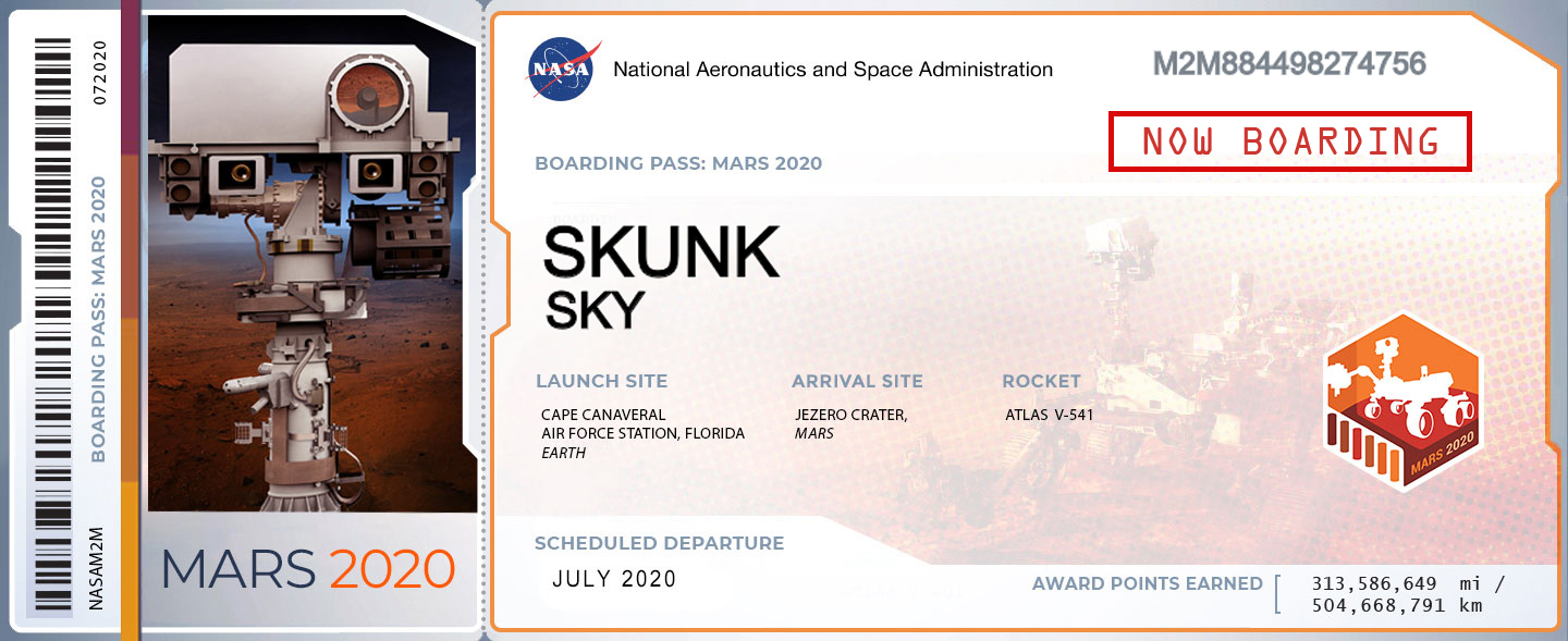 Boarding Pass to Mars 2020 Skunk Sky
