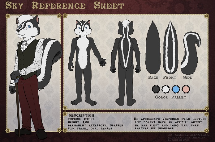 Skunk Sky reference sheet by Allan Caos